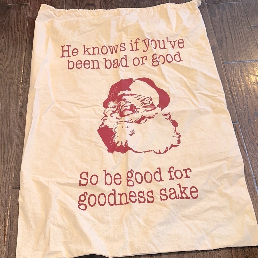 Santa Claus Holiday Sack - Red and Cream